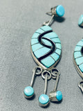 One Of The Best Ever Vintage Native American Zuni Turquoise Sterling Silver Earrings-Nativo Arts