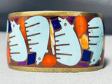 Important Southwestern Bronze Turquoise Inlay Bracelet-Nativo Arts