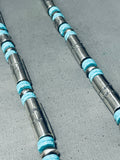 Long Tubule Native American Navajo Turquoise Sterling Silver Necklace-Nativo Arts