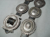 Old And Detailed!! Vintage Native American Navajo Repoussed Sterling Silver Concho Belt-Nativo Arts