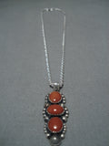 Exceptional Jeanette Dale Navajo Coral Sterling Silver Native American Necklace-Nativo Arts
