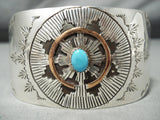 For 8.5' Wrist Large Vintage Native American Navajo Turquoise Sterling Silver Bracelet-Nativo Arts