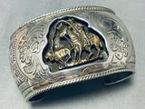 Native American Navajo Cowboy Vintage Native American Navajo Sterling Silver Gold Bracelet-Nativo Arts