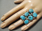 Huge Vintage Native American Navajo Big Snake Eyes Turquoise Sterling Silver Ring Old-Nativo Arts