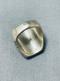 Heavy Chunky Men's Vintage Native American Navajo Turquoise Inlay Sterling Silver Ring-Nativo Arts