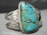 Stunning Vintage Native American Navajo Blue Diamonf Turquoise Sterling Silver Bracelet Old-Nativo Arts