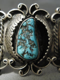 Opulent Vintage Native American Navajo Old Turquoise Sterling Silver Bracelet Old-Nativo Arts