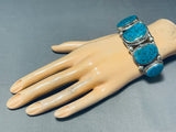 Sturdy Vintage Native American Navajo Turquoise Sterling Silver Bracelet Cuff-Nativo Arts