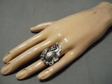 Important Vintage Native American Zuni Henry Yawakia Sterling Silver Leaves Ring Old-Nativo Arts