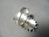 Slanted Turquoise Vintage Zuni Native American Sterling Silver Ring!-Nativo Arts