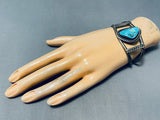 Eye Catching Vintage Native American Navajo Morenci Turquoise Sterling Silver Bracelet-Nativo Arts