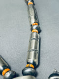 Important Long Native American Navajo Sterling Silver Tubule Shell Necklace-Nativo Arts