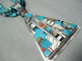 Native American Dan Coriz Important Santo Domingo Turquoise Heishi Sterling Silver Necklace-Nativo Arts
