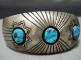 Rare Vintage Native American Navajo Bursting Concho Turquoise Sterling Silver Bracelet Old-Nativo Arts
