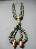Native American Striking Vintage Santo Domingo Royston Turquoise Sterling Silver Necklace Old-Nativo Arts