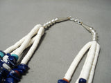 One Of The Best Vintage Native American Navajo Lapis Santo Domingo Sterling Silver Necklace-Nativo Arts