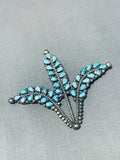 One Of The Best Ever Vintage Native American Navajo Turquoise Sterling Silver Pin Old-Nativo Arts