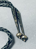 Jackson Seibert Vintage Native American Navajo Spiderweb Turquoise Sterling Silver Bolo Signed-Nativo Arts