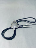 Fascinating Native American Navajo Sterling Silver Toad Signed Ben Benally Bolo-Nativo Arts