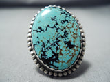 Important Running Water Vintage Native American Navajo Turquoise Sterling Silver Ring-Nativo Arts