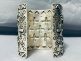 The Tallest And Best Vintage Native American Navajo Cross Sterling Silver Bracelet-Nativo Arts