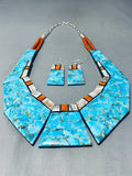 Incredible Native American Turquoise Inlay Sterling Silver Necklace-Nativo Arts