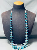 Rare Longer Excellent Vintage Native American Navajo Kingman Turquoise Necklace-Nativo Arts