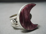Native American Important Vintage Half Moon Spiny Oyster Sterling Silver Ring-Nativo Arts