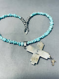 Remarkable Native American Navajo Kingman Turquoise Sterling Silver Necklace Zia-Nativo Arts
