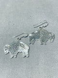 Sensational Native American Navajo Sterling Silver Buffalo Earrings-Nativo Arts