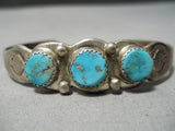 Amazing Vintage Native American Navajo Turquoise Sterling Silver Bracelet Old-Nativo Arts