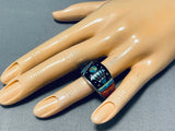 One Of The Most Intricate Ever Native American Navajo Turquoise Kachina Sterling Silver Ring-Nativo Arts