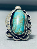 Stunning Vintage Native American Navajo Huge Number 8 Turquoise Sterling Silver Ring-Nativo Arts