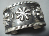Fabulous Navajo Wide Sterling Silver Bracelet Native American-Nativo Arts