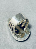 Rare Turquoise Native American #8 Sterling Silver Stamped Ring-Nativo Arts