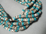 Astounding Vintage Navajo Blue Turquoise Disc Native American Necklace Old-Nativo Arts