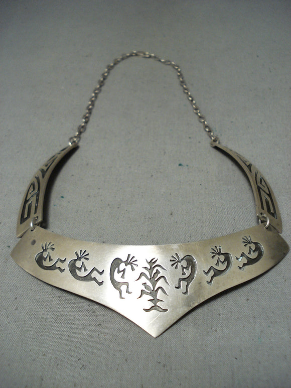 Signed Vintage Native American Navajo Sterling Silver Kokopelli Necklace-Nativo Arts