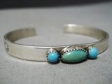 Authentic Murphey Platero Vintage Native American Navajo Turquoise Sterling Silver Bracelet-Nativo Arts
