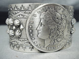 Phenomenal San Felipe Silver Dollar Sterling Silver Signed Bracelet-Nativo Arts