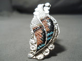 Impressive Vintage Native American Zuni Turquoise Sterling Silver Ring Old-Nativo Arts