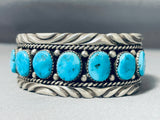 Ben Touchine Rare Vintage Native American Navajo Morenci Turquoise Sterling Silver Bracelet-Nativo Arts