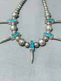 Distinctive Vintage Native American Navajo Old Kingman Turquoise Sterling Silver Necklace-Nativo Arts