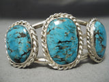 Opulent Vintage Native American Navajo Bisbee Turquoise Sterling Silver Bracelet Old-Nativo Arts