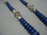 Magnificent Vintage Native American Navajo Lapis Lin Johnson Sterling Silver Necklace-Nativo Arts