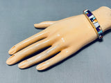 14k Gold Vintage Native American Navajo Rob Yellowhorse Inlay Turquoise Bracelet-Nativo Arts