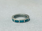 Very Old And Intricate Vintage Native American Zuni Turquoise Inlay Sterling Silver Ring-Nativo Arts