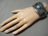 Ornamental Native American Navajo Sleeping Beauty Turquoise Sterling Silver Bracelet-Nativo Arts