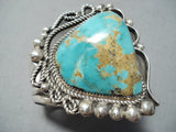 Ray Nez Native American Navajo Royston Turquoise Sterling Silver Huge Bracelet-Nativo Arts