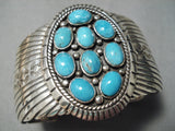Dramatic Navajo Kingman Turquoise Sterling Silver Bracelet Native American-Nativo Arts