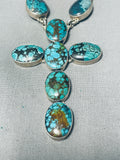 Best Federico Jimenez Domed Turquoise Cross Sterling Silver Necklace- Gorgeous-Nativo Arts